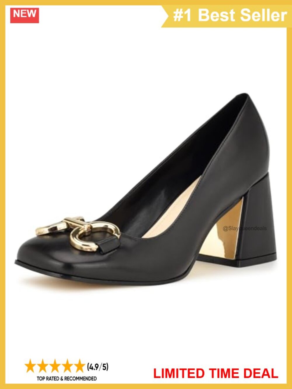 Nine West Caven Square Toe Block Heel Pump